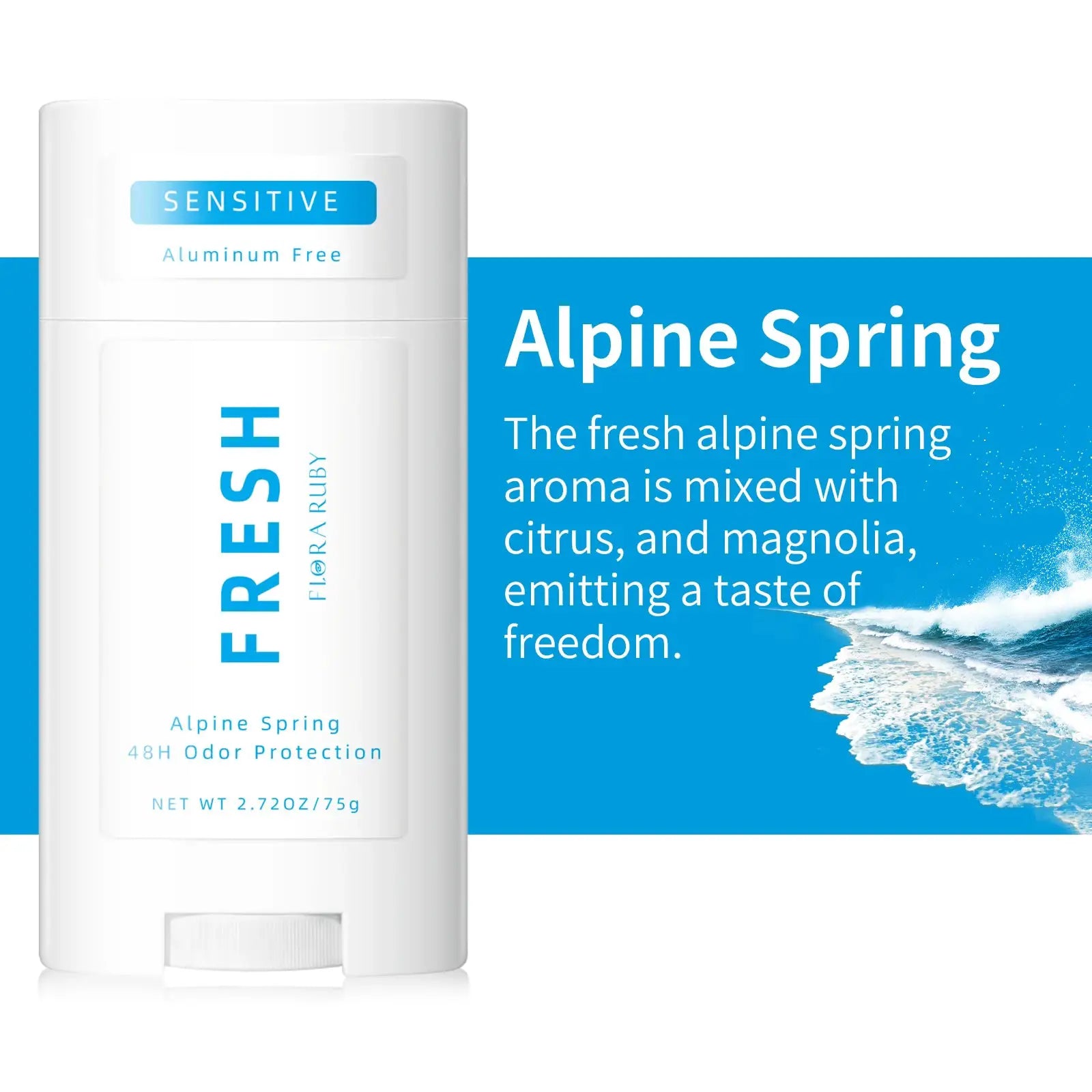 Deodorant stick by Simples Market, aluminum-free, sensitive formula, Alpine Spring scent, 75 g