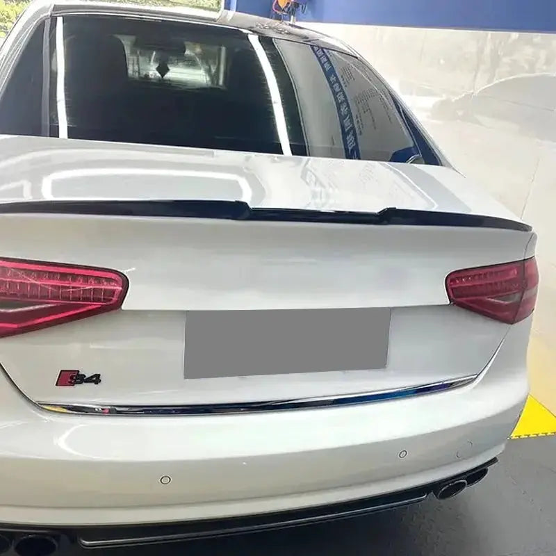 Audi A4 B8 rear trunk spoiler, matte black soft-plastic three-piece DIY kit