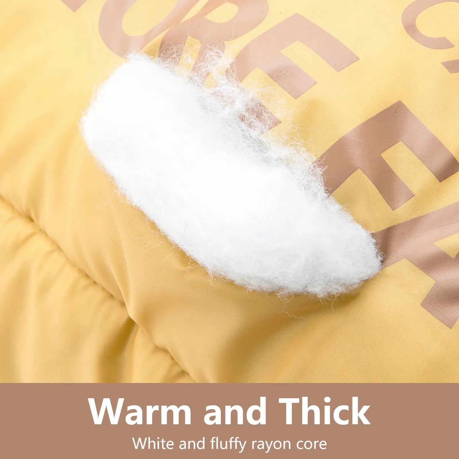 BISINNA 2-Person camping sleeping bag in yellow with white fluffy rayon core insulation (Simples Market)