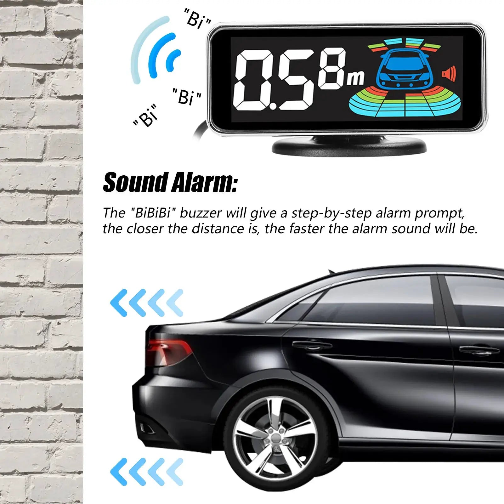 Simples Market car parking sensor system with LCD display, 4/8 probes, and audible buzzer