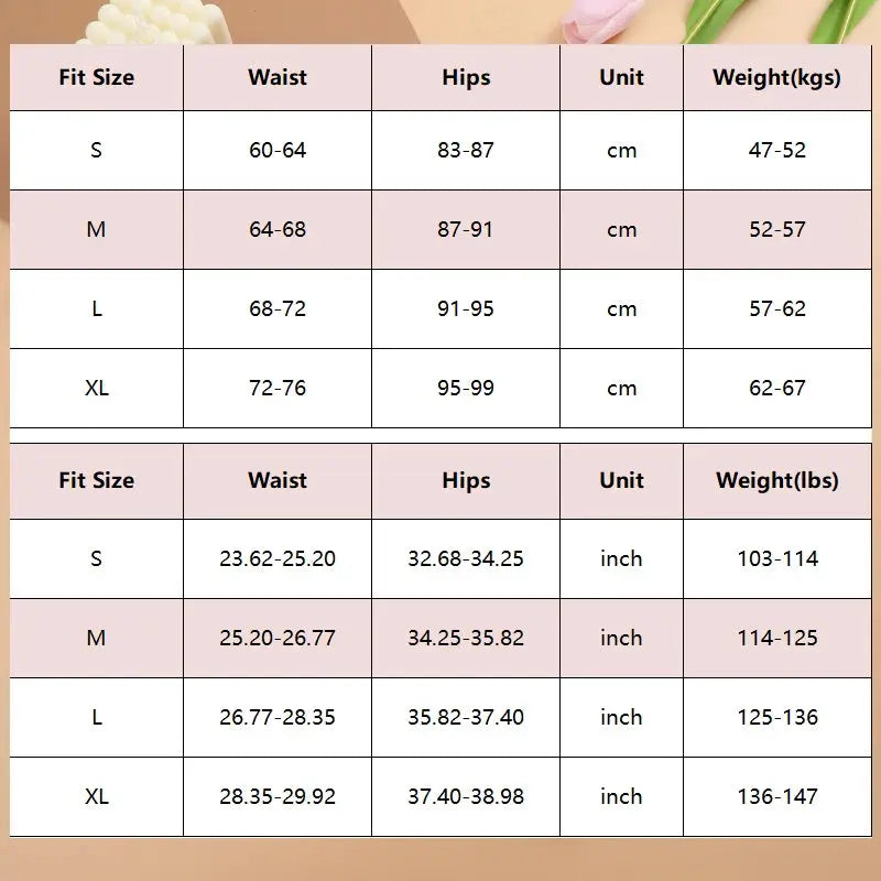 Underwear size chart for Simples Market women's panties, showing waist and hip measurements in cm and inches.