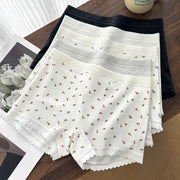 Simples Market 3-piece women's mid-waist lace-trim panties set in white, cream, gray and black
