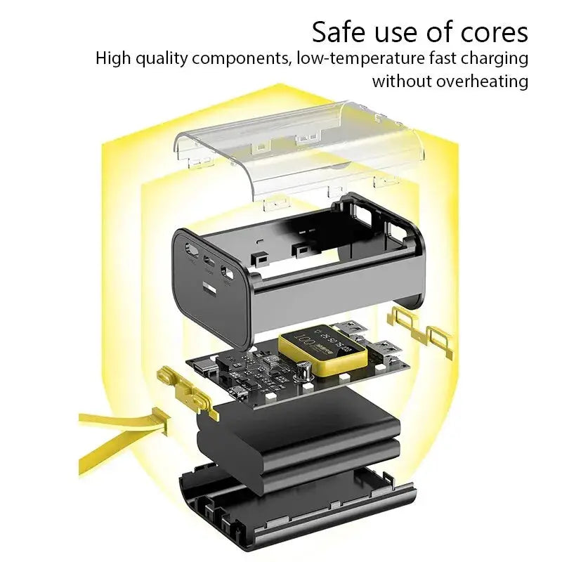 3x18650 Battery Case Power Bank With Dual USB Output Night Light DIY Transparent Shell For iPhone Xiaomi