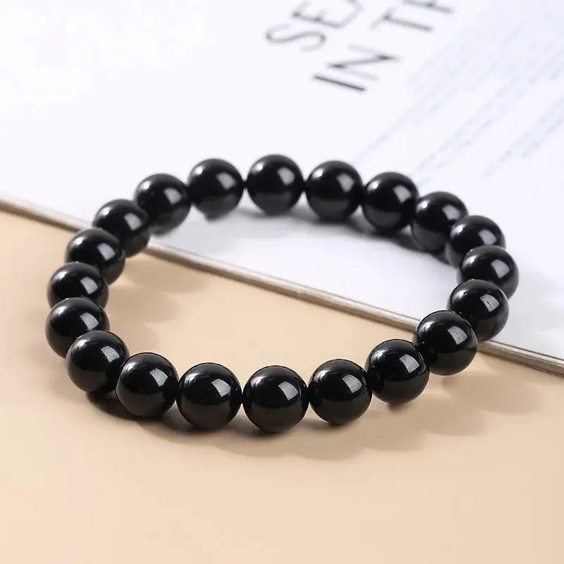 JD Natural Stone 7A Black Tourmaline Bead Bracelets For Women Healing Crystals Chakra Yoga Meditation Jewelry