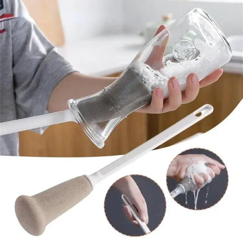 Simples Market long-handle sponge cup brush with beige foam head for bottles and glasses