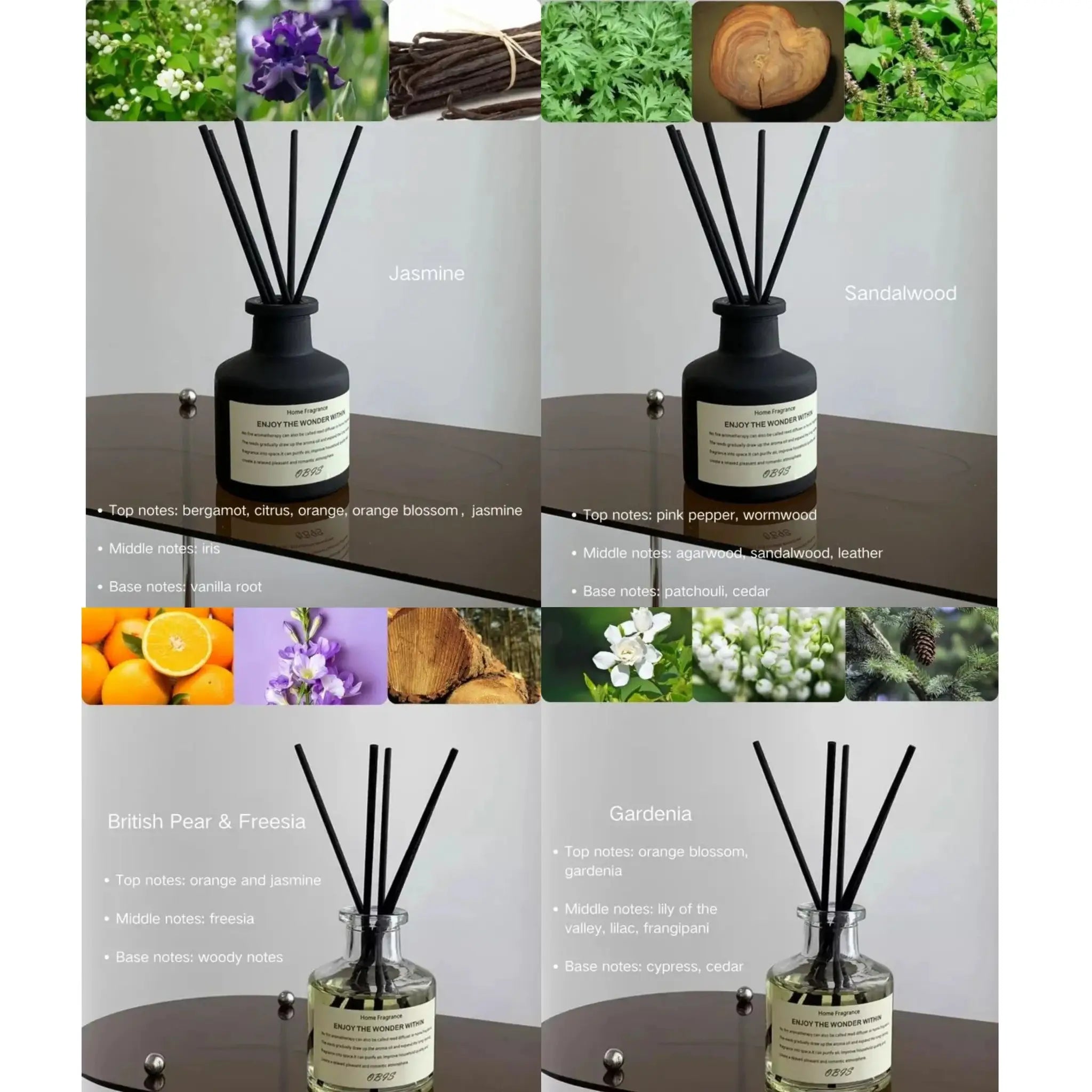 50ml Freesia Jasmine Reed Diffuser With Fragrance Oil Flameless Home Air Freshener For Living Room