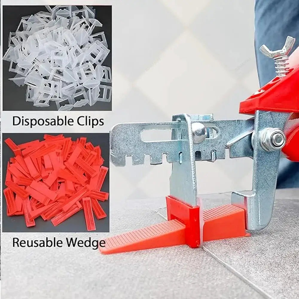 Tile Leveling System For Floor And Wall Installation With Wedges Clips And Pliers Spacers For Precise Tile Alignment