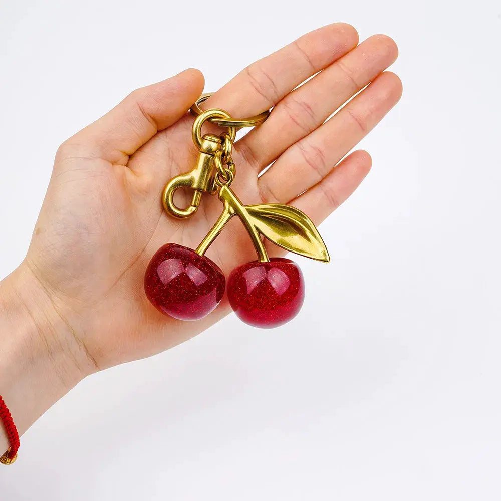 Crystal Cherry Charm Bag Pendant Keychain Lightweight High Grade Metal Accessory For Women