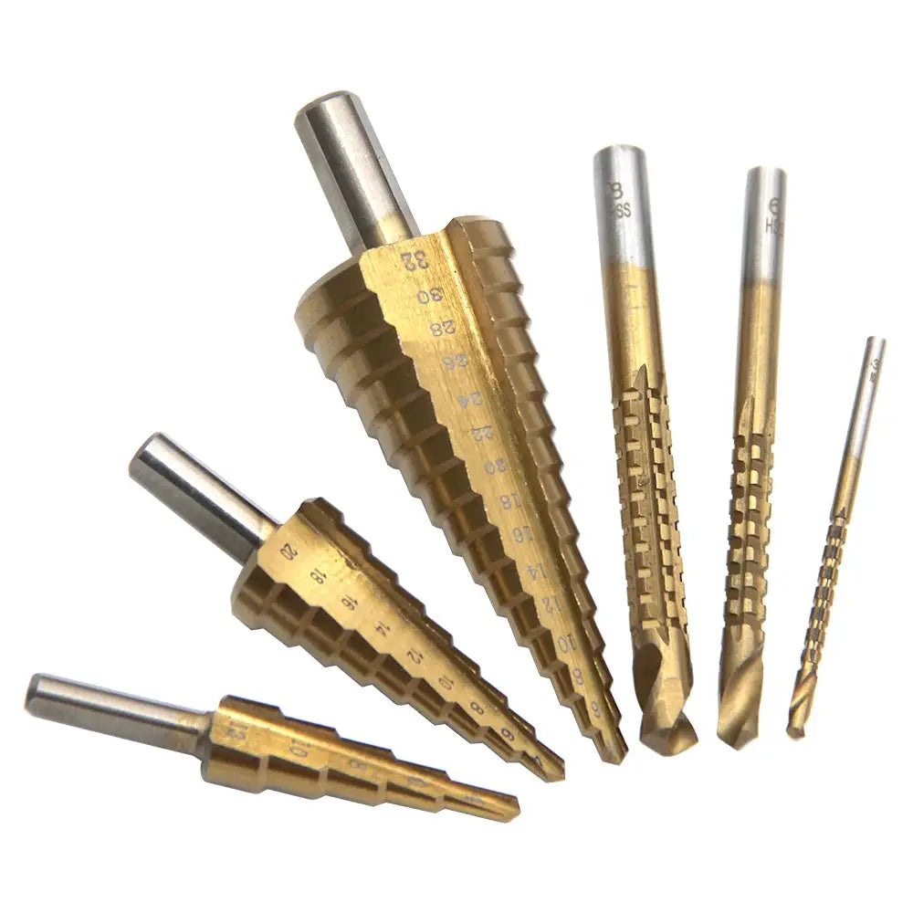 Triangular Handle Straight Groove Drill Bits Set 4-12mm 4-20mm 4-32mm And Titanium Plated Saw Drill Bits 3mm 6mm 8mm