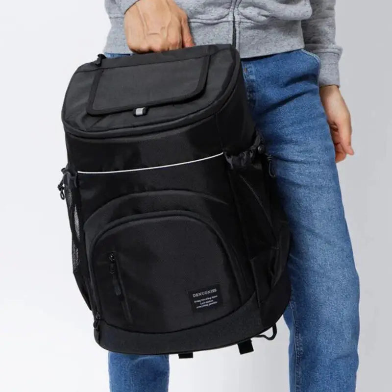 Refrigerator bags soft insulated cooler backpack in black with multiple pockets, 30L capacity, Simples Market