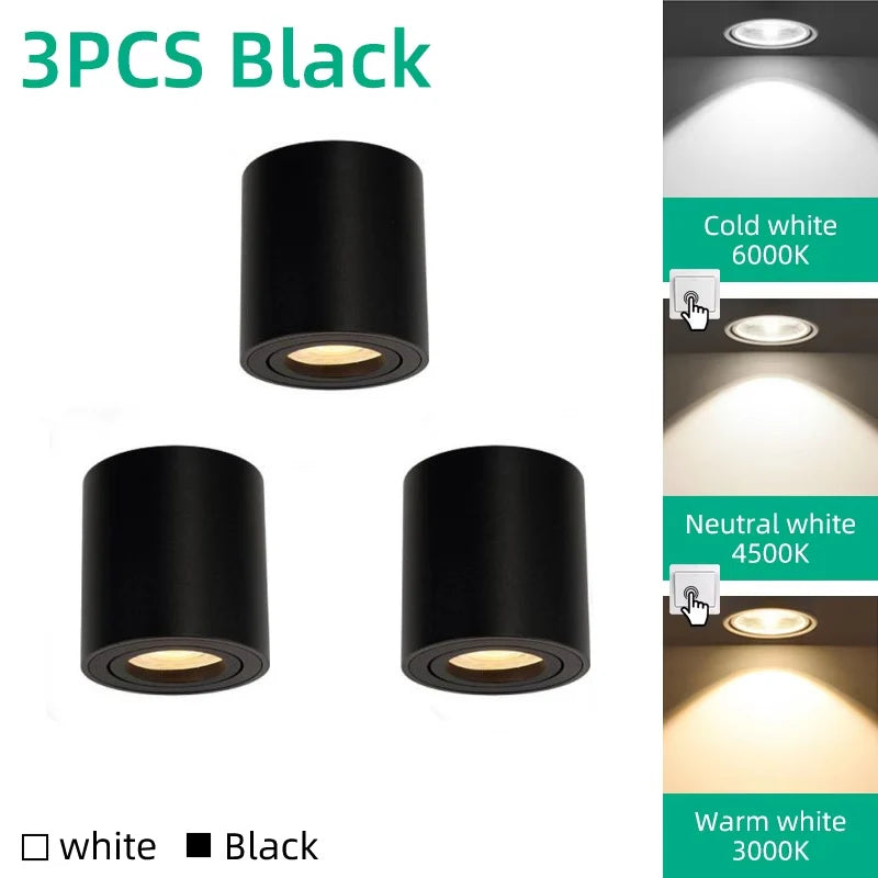 GU10 LED downlights, 3-pack black, Simples Market ceiling spotlights
