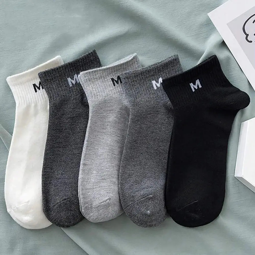 Men Ankle Socks Set 5 To 30 Pairs Breathable Odor Proof Sweat Absorbing Letter Sports Style Invisible Running Socks