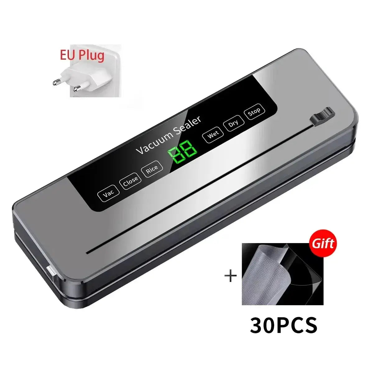 Electric Vacuum Sealer For Food Storage Dry And Wet Sealing With Touch Button Built In Cutter For Kitchen