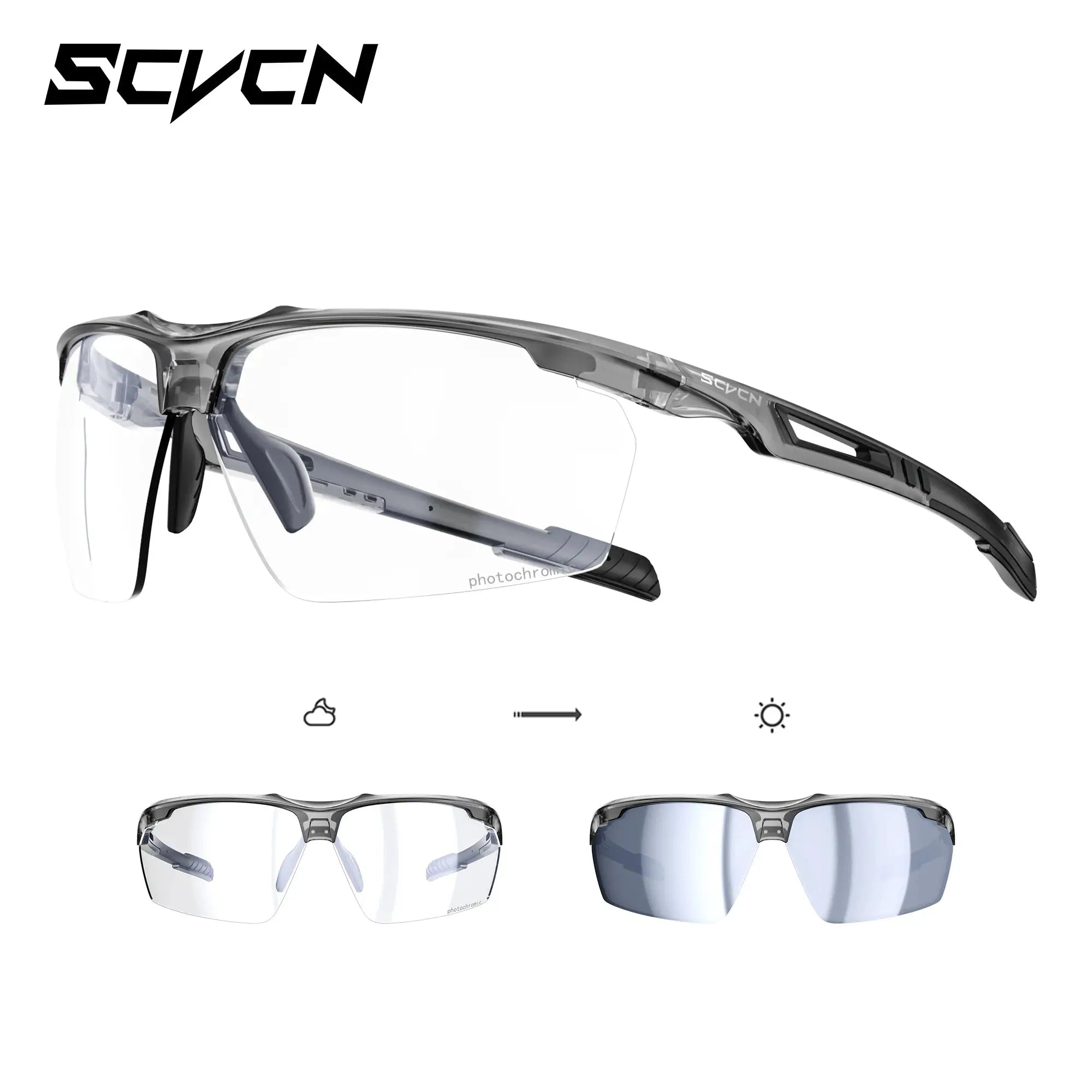 Scvcn Photochromic Cycling Glasses With Adaptive Lenses For Road And Mountain Biking UV Protection