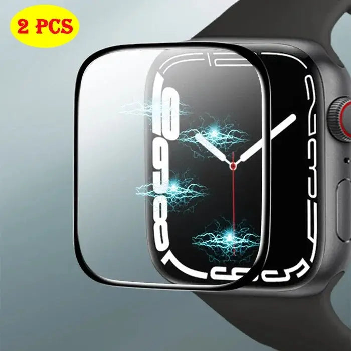 Screen protector for Apple Watch; 2-pack curved 3D film, not tempered glass, fits 40/44mm, 41/45mm, 49mm.