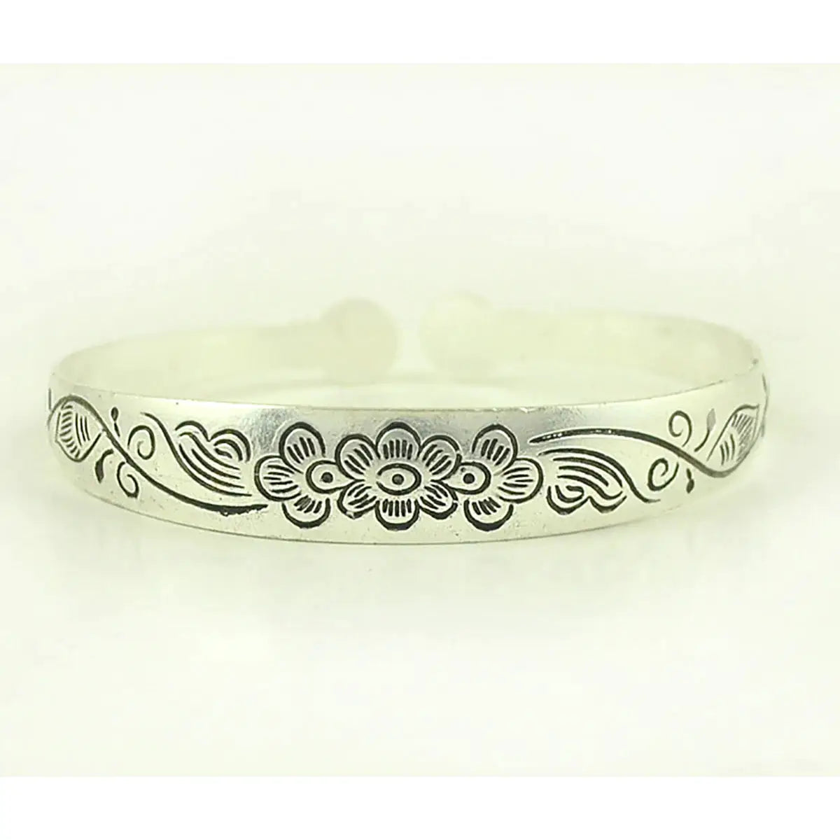 New Retro Tibetan Silver Cuff Bracelets With Carved Fish Elephant And Flower Motifs Vintage Gypsy Jewelry For Women