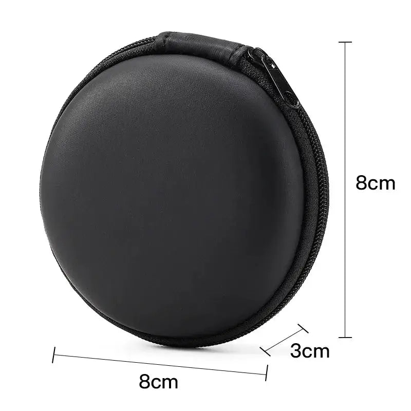 AuroraGuard PU Leather Mini Earphone Storage Case Hard Box Shatterproof Protection For Earphones And Cables