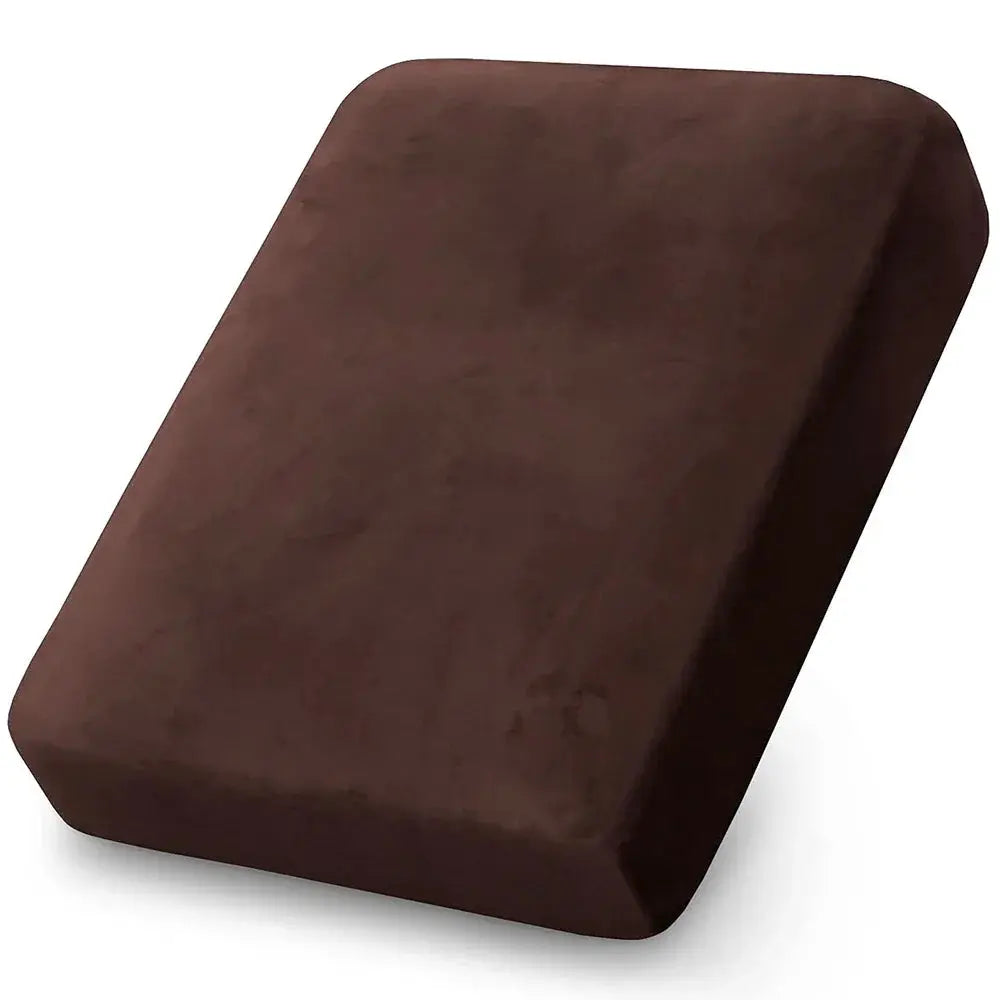 Velvet sofa cushion cover, brown plush stretch slipcover for living room couch by Simples Market