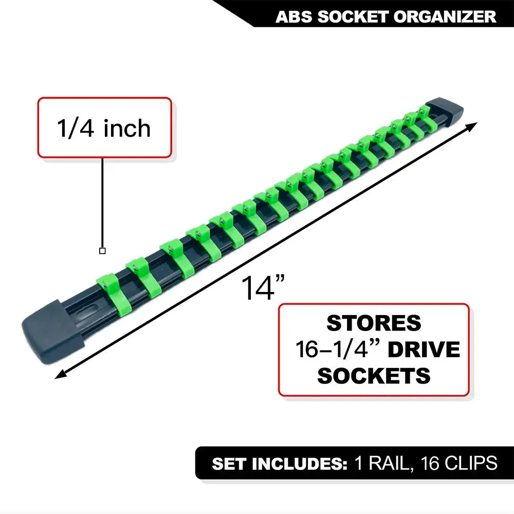 Durable Plastic Socket Organizer Rail Bracket For Quarter Inch Three Eighths And Half Inch Wrenches