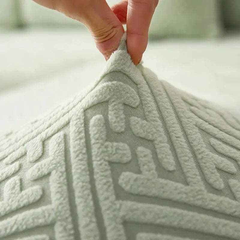 Simples Market thickened sofa seat cushion cover with jacquard plush texture in light gray.