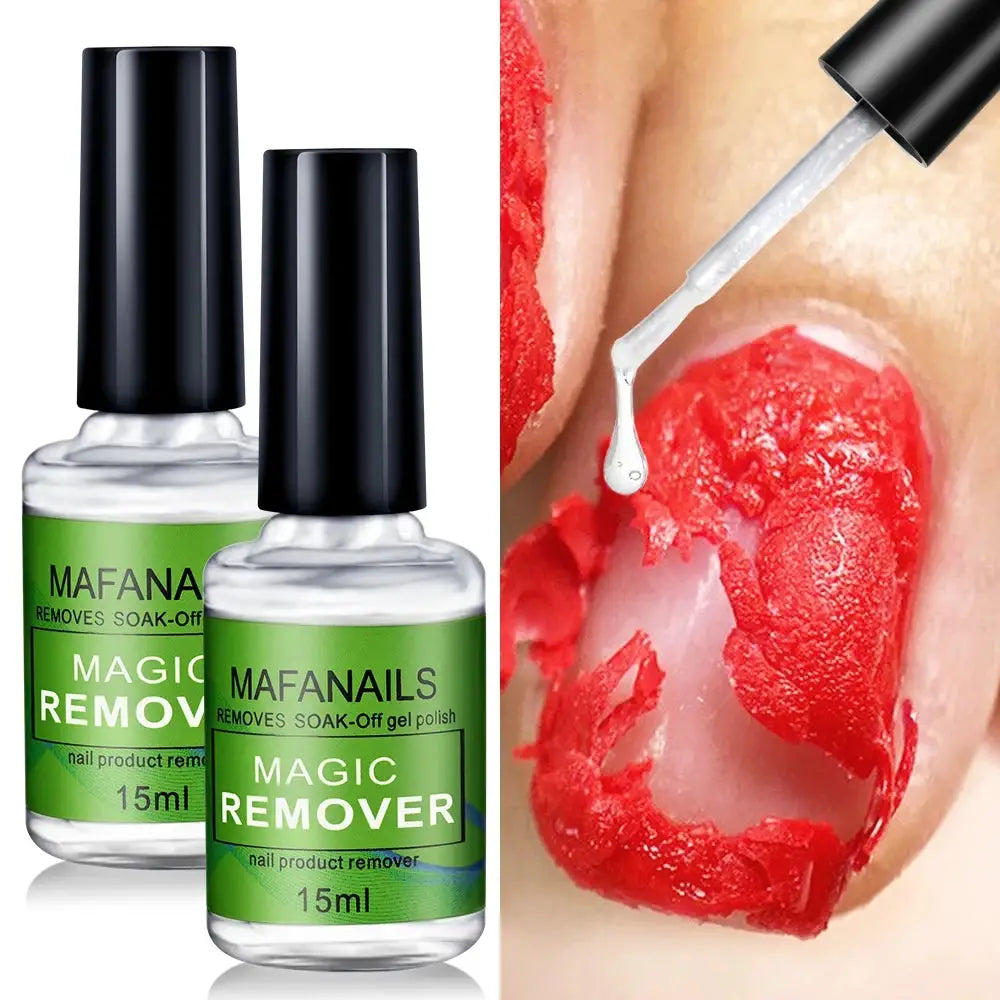 MAFANAILS Magic Remover nail gel polish remover, 15ml, two bottles with green labels