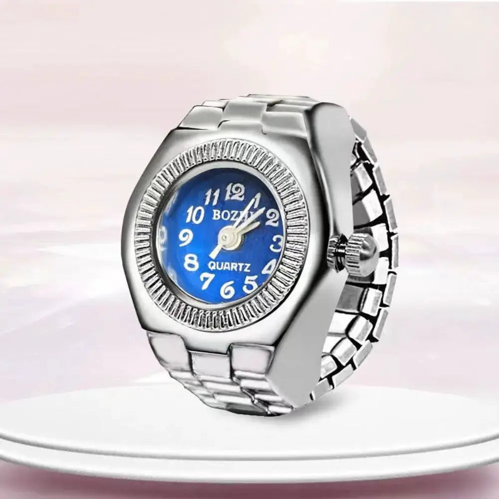 RetroPulse Heart Ring Watch With Adjustable Elastic Strap For Finger Sizes And Vintage Punk Roman Quartz Movement