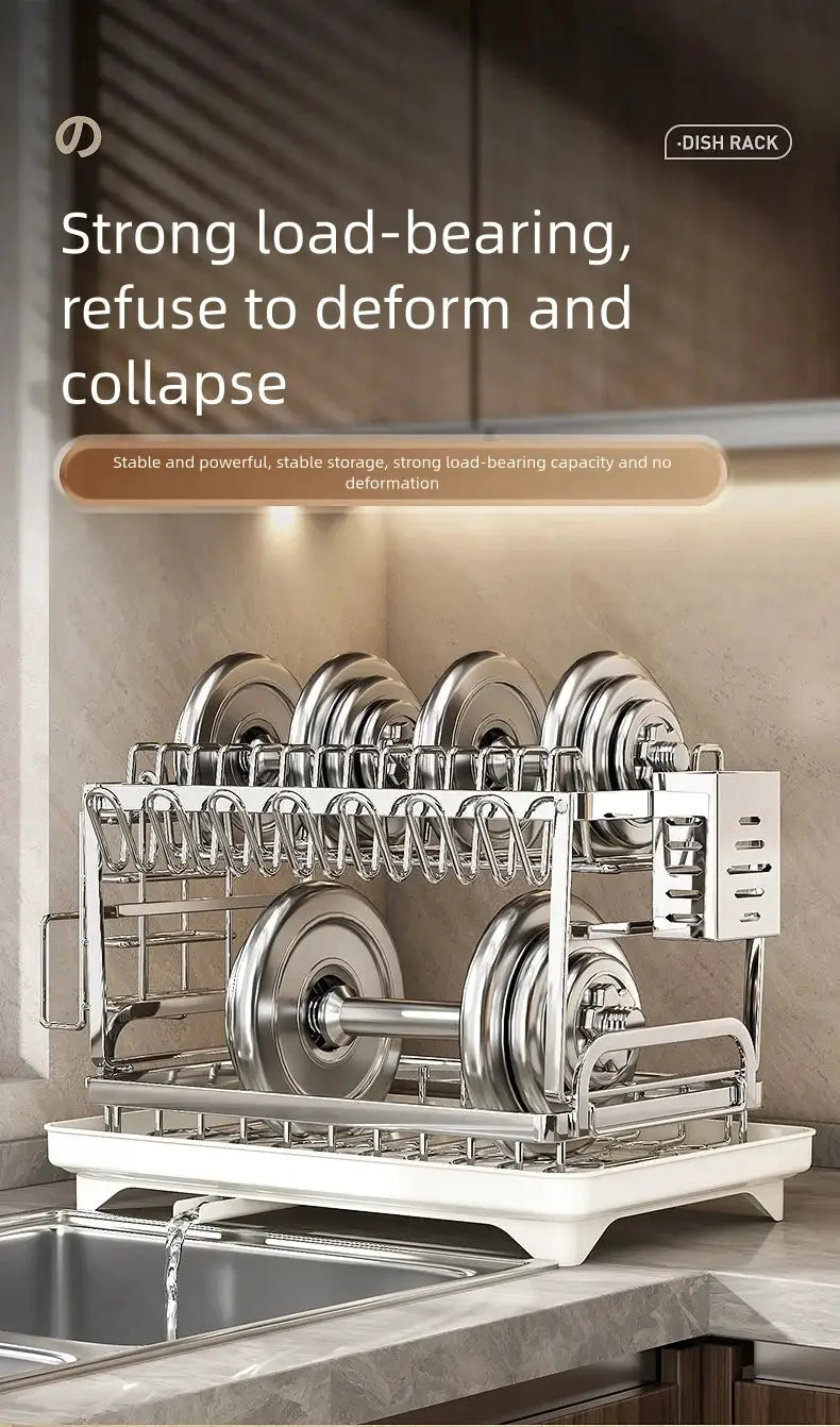 Simples Market stainless steel dish rack with draining rack for bowls and plates