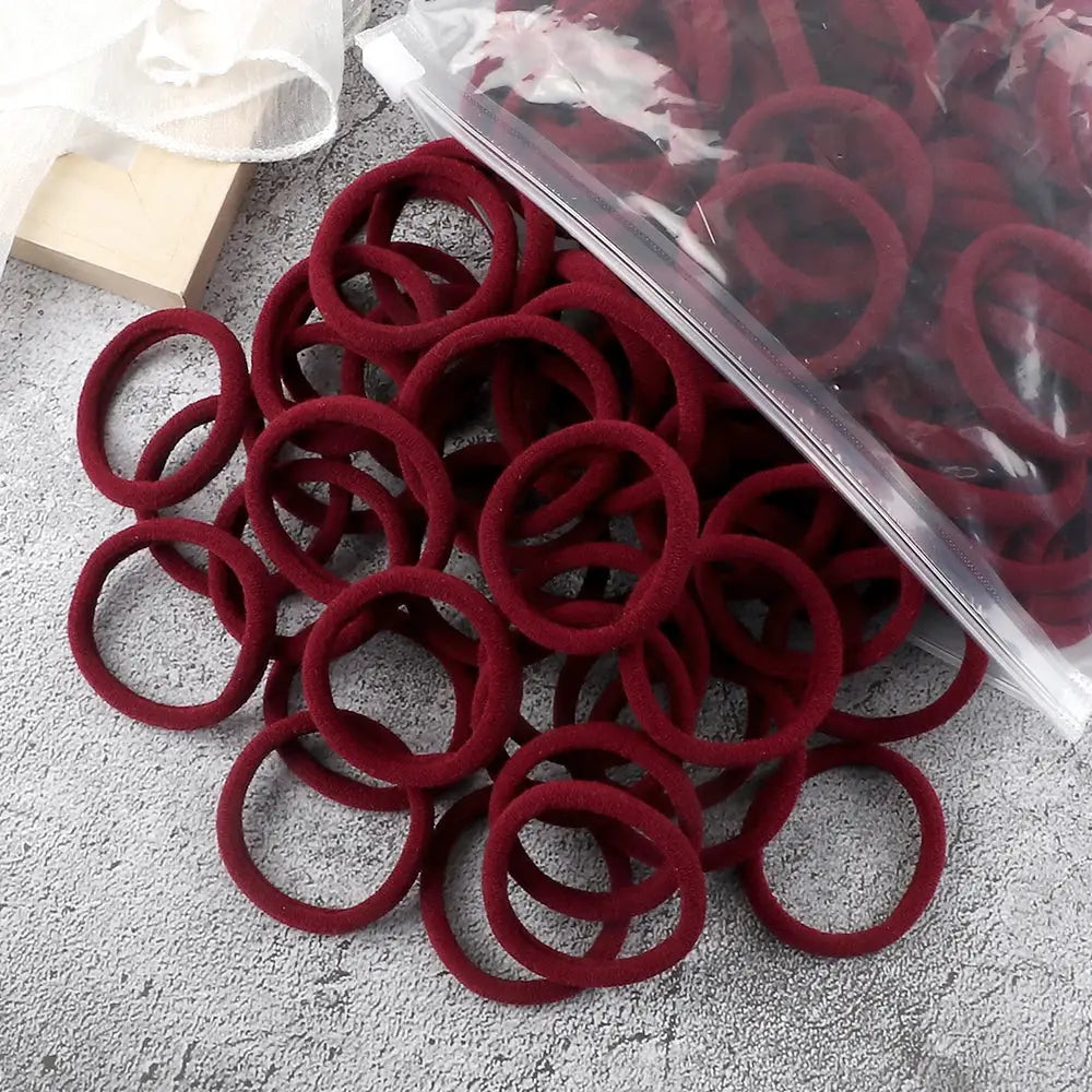 NovaHair 50 Pcs Mixed Colors Hair Bands 4 Cm Elastic Hair Ties Ponytail Holders Gentle Hold For Everyday Ponytails