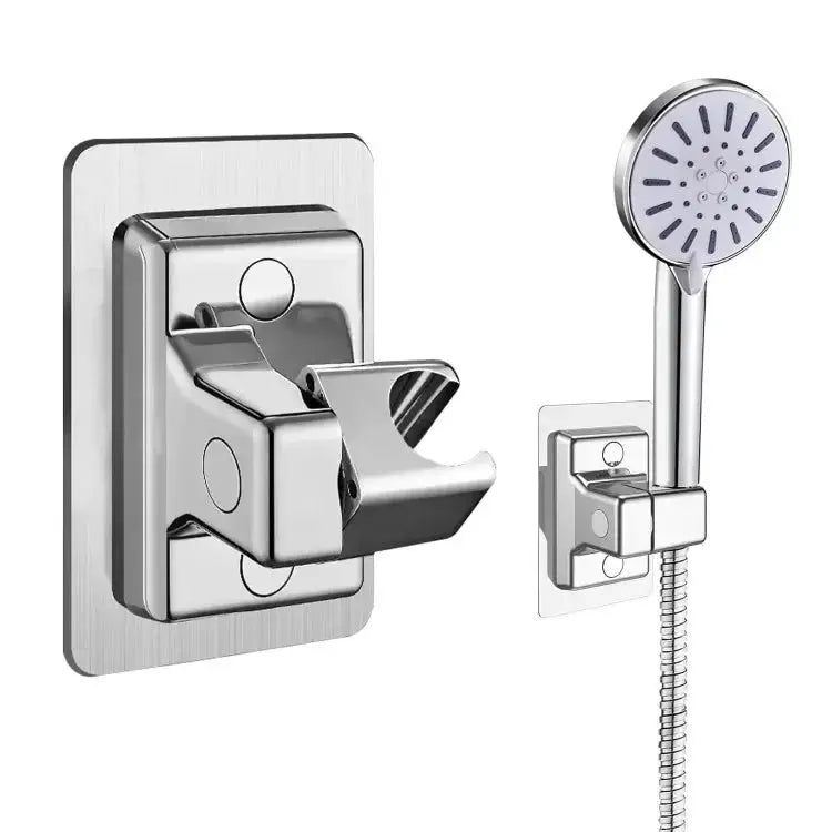 Simples Market chrome self-adhesive shower head holder set with wall-mounted bracket and handheld shower head
