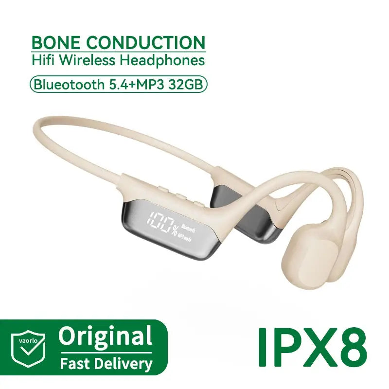 Bone Conduction Earphones IPX8 Waterproof Headset Bluetooth 5.4 Wireless 32GB Storage HiFi Stereo For Swimming