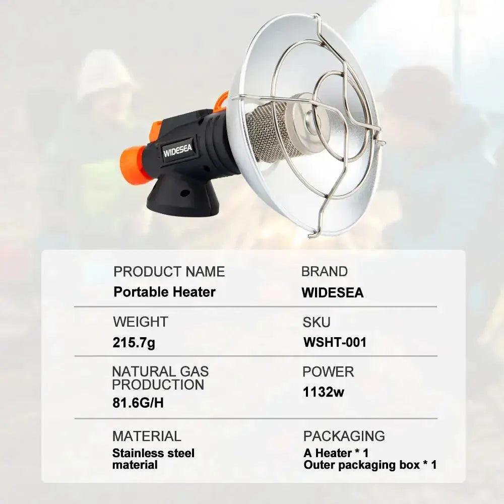 Widesea portable heater, stainless steel outdoor camping stove with metal safety guard