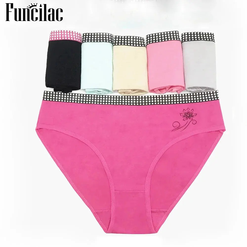 Funclac women's cotton briefs 6-piece set, mid-rise underwear in assorted colors