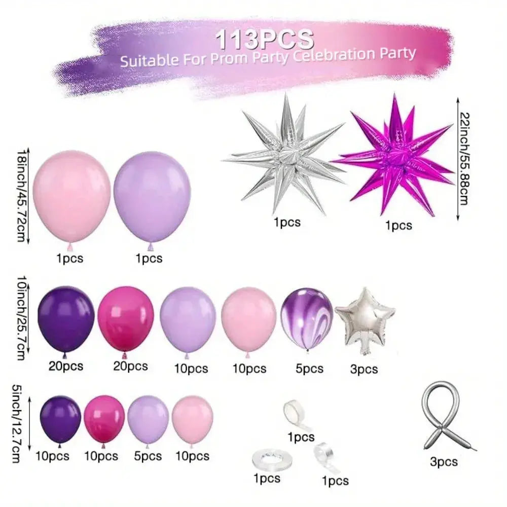 113 Piece Explosive Star Balloon Garland Arch Set For Wedding Birthday Anniversary Indoor Outdoor Decoration