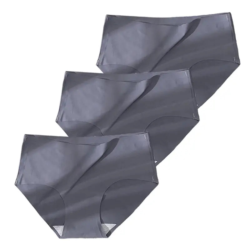 Plus-size women's ice silk seamless underwear gray 4-pack briefs