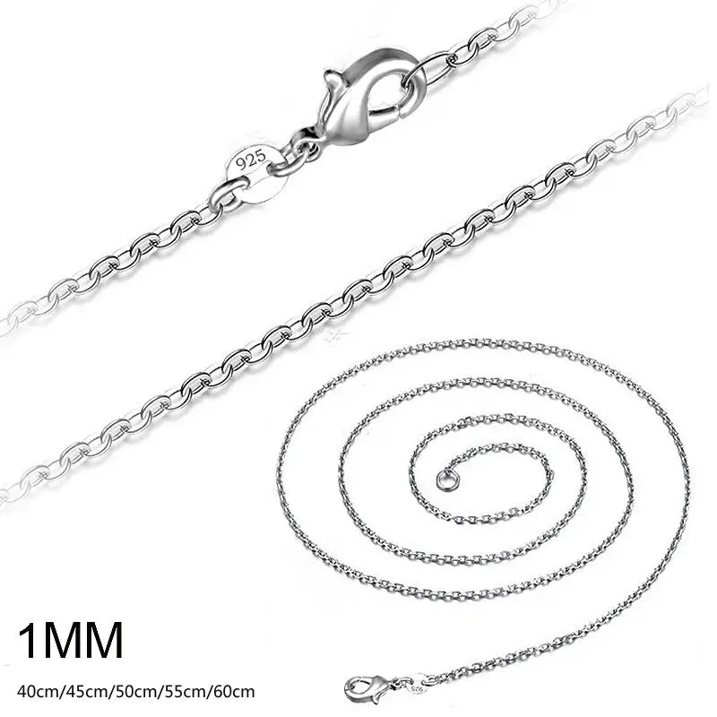Wholesale 5pcs Lot 925 Sterling Silver Rolo Chain Necklace 1mm DIY Jewelry For Men Women 16 18 20 22 24 Inch