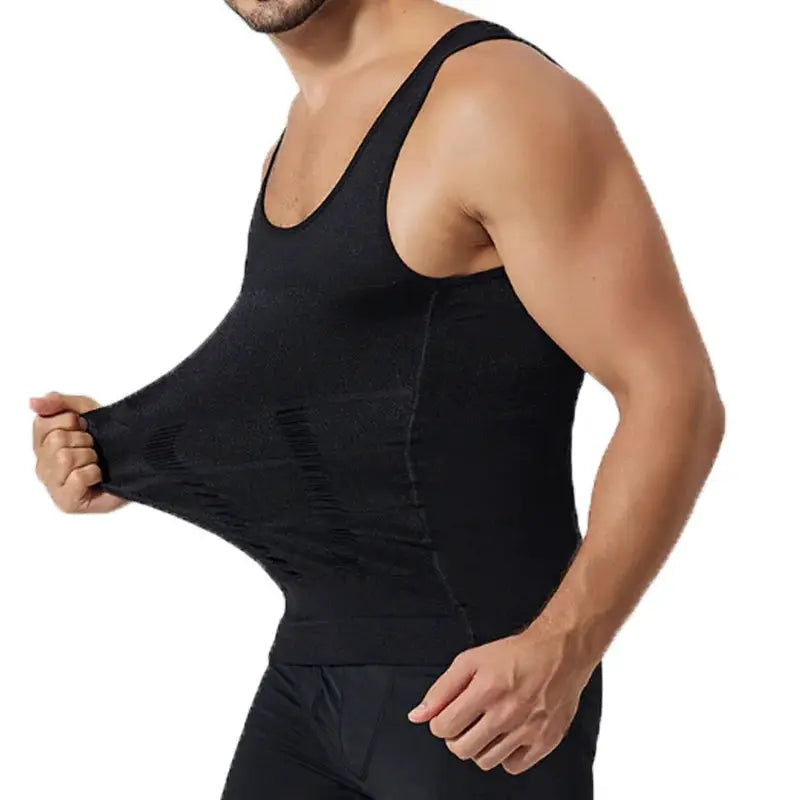 Simples Market men's black compression sleeveless gym tank top