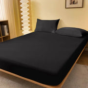 1 Piece Solid Pure Black Bedsheet For Bedroom Bedding Excludes Pillowcases Single Size