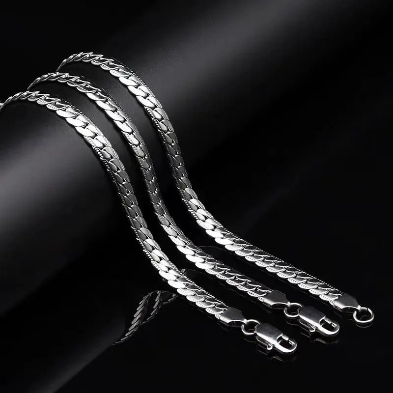 Adjustable 20 To 60cm 5mm Silver Color Necklace Chain Unisex Luxury Brand Design For Women Men Fashion Jewelry Wedding