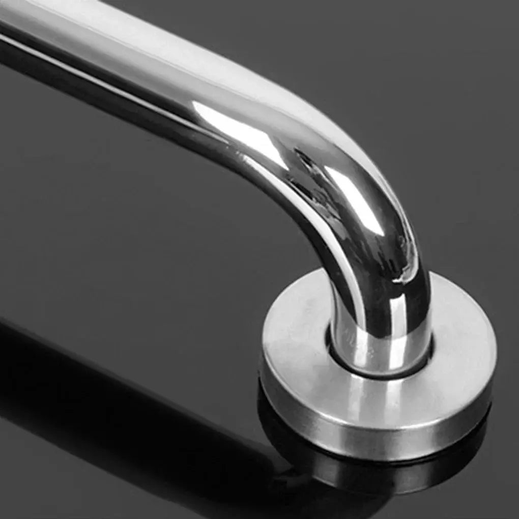 Simples Market stainless steel bathroom grab bar, curved 30/40/50cm handrail with chrome finish and mounting base.