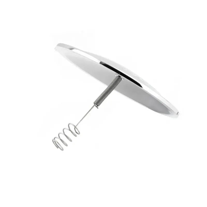 Solar lighter camping tool; round silver metal ignition disc with a spring-loaded rod