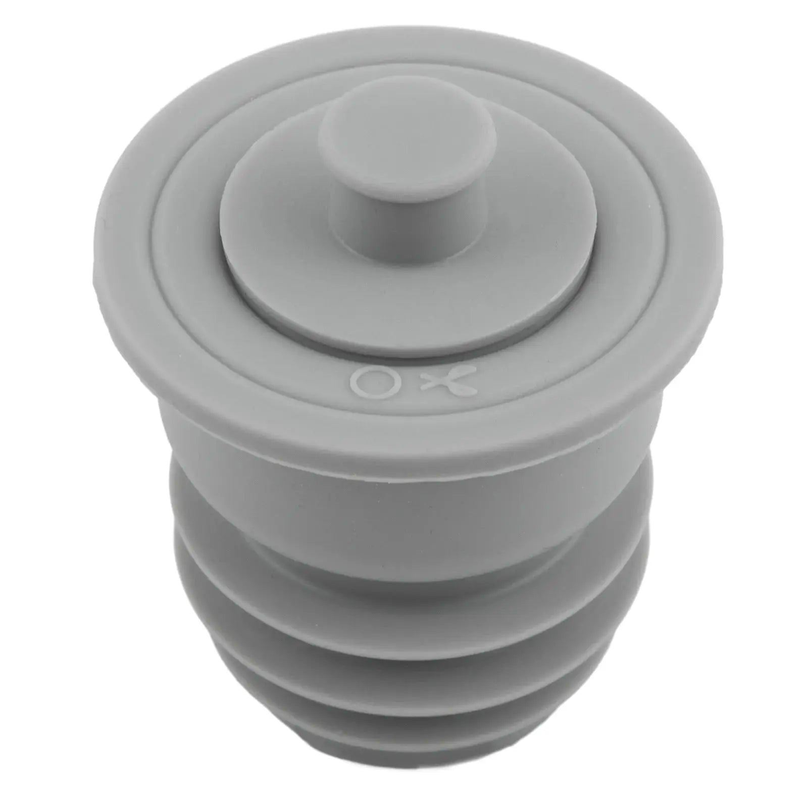 Gray washing machine drain pipe seal, silicone ribbed collapsible sealing ring