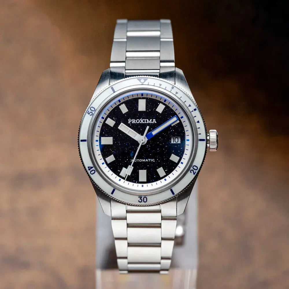 Proxima PX1721 men’s automatic watch with aventurine dial, 39mm stainless steel case and bracelet