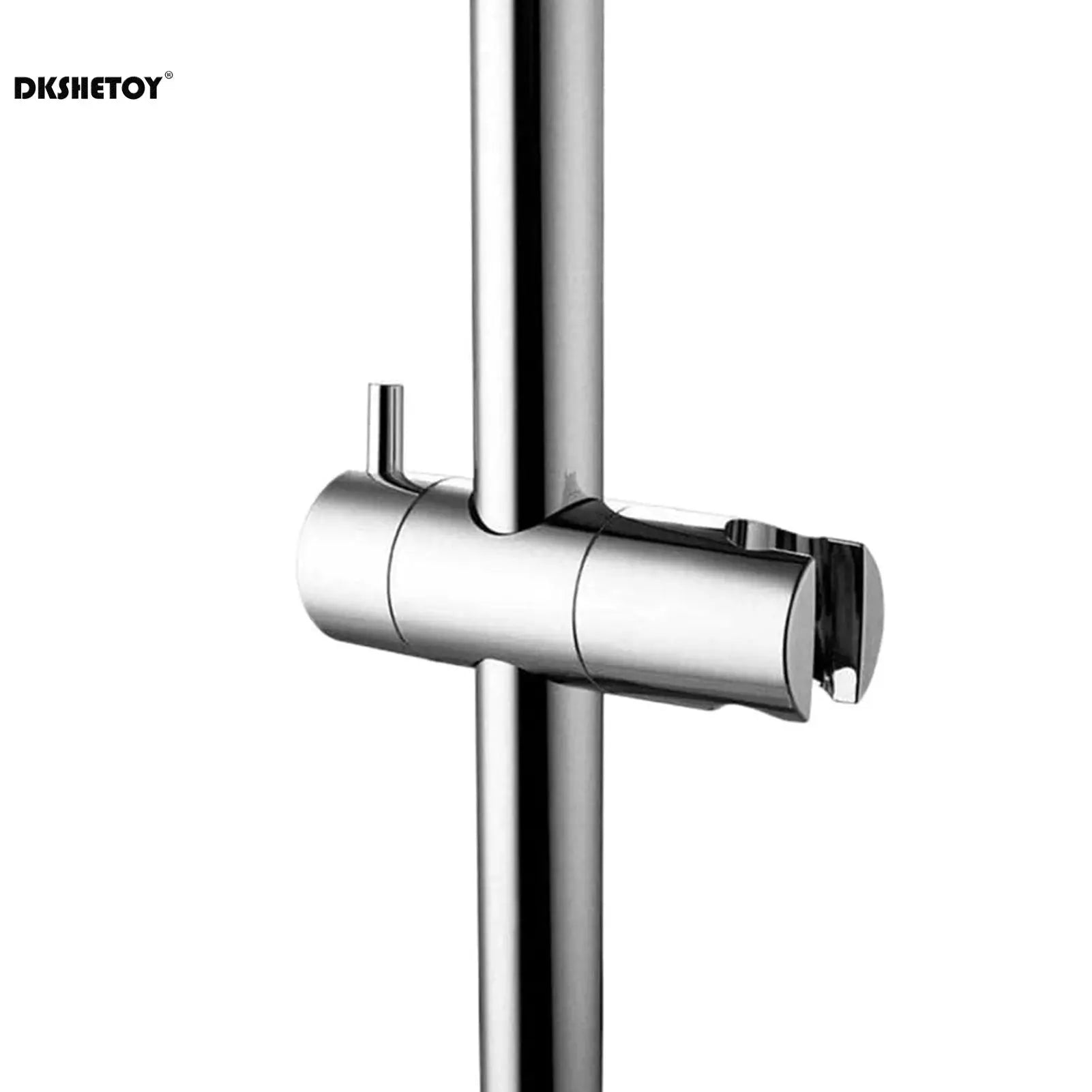 Shower head holder clamp in chrome finish for 19–25mm handheld showers, DKSHETOY