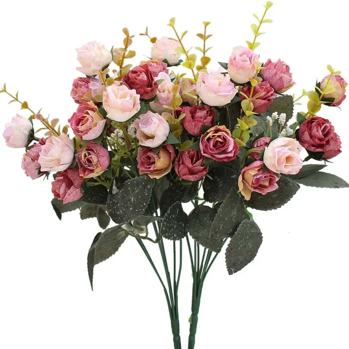 Artificial Silk Rose Bouquet 7 Stems 21 Heads for Wedding Christmas Wreath Home Decor Vase Bridal Bouquets