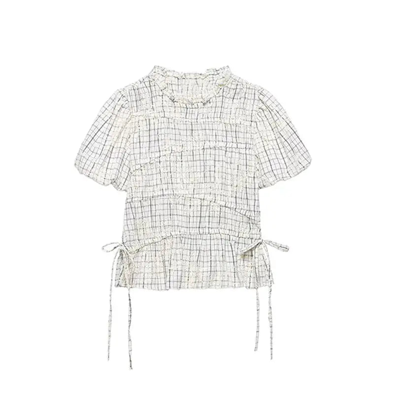 TFAFXY 2026 Summer Bow Plaid Embroidered Blouse And Midi Skirt Set Y2K