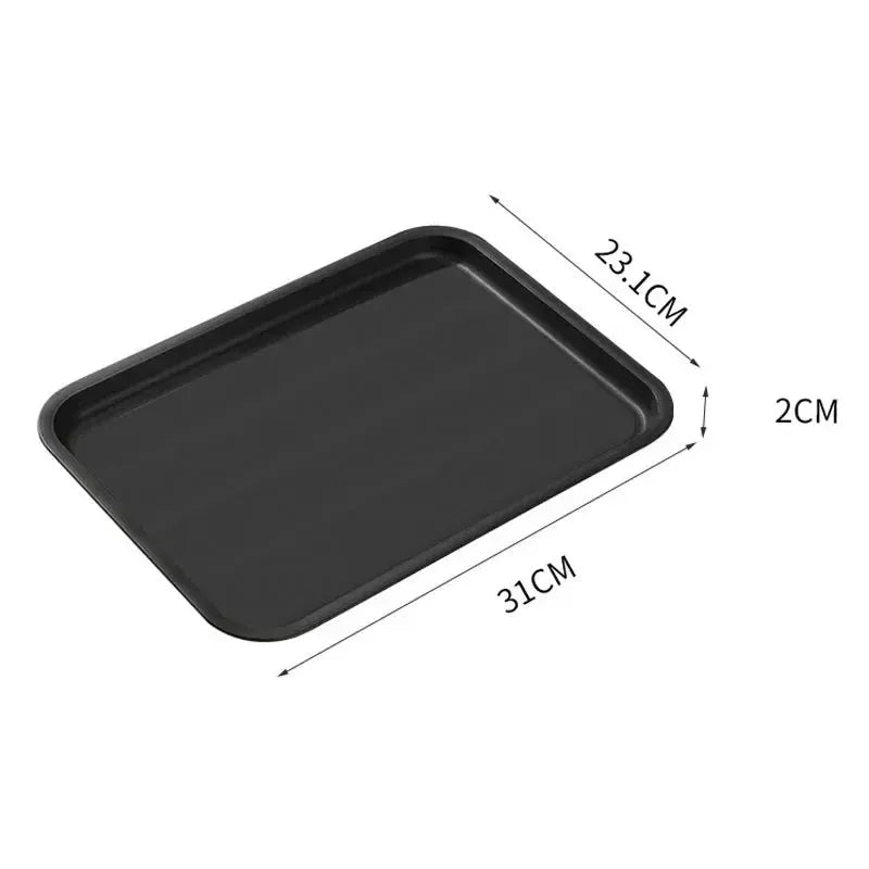 Heavy Duty Black Rectangular Serving Tray Non Slip Surface Grade