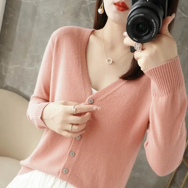 Zhi D035 V Neck Loose Knit Cardigan For Women Warmth And Daily Comfort For Autumn And Winter