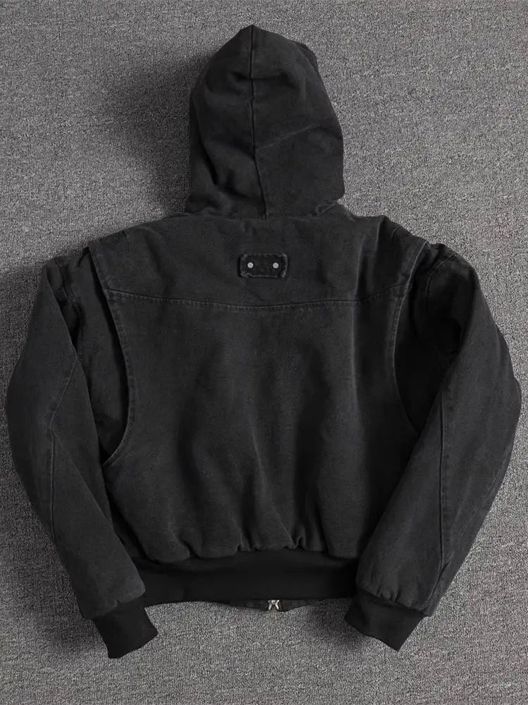 Mauroicardi oversized black padded canvas jacket with hood and faux fur lining by Simples Market