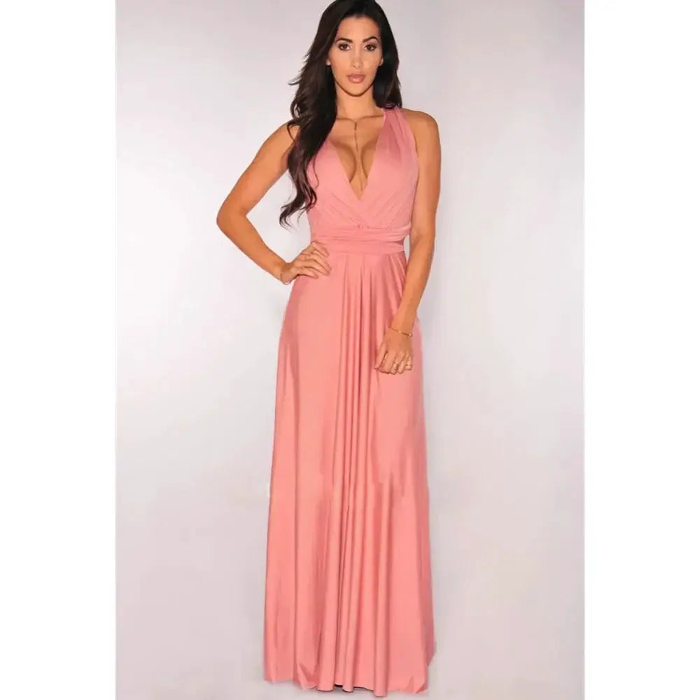 Fashion Multiwear V Neck Maxi Dress With Adjustable Straps For Summer Versatile Long Dress