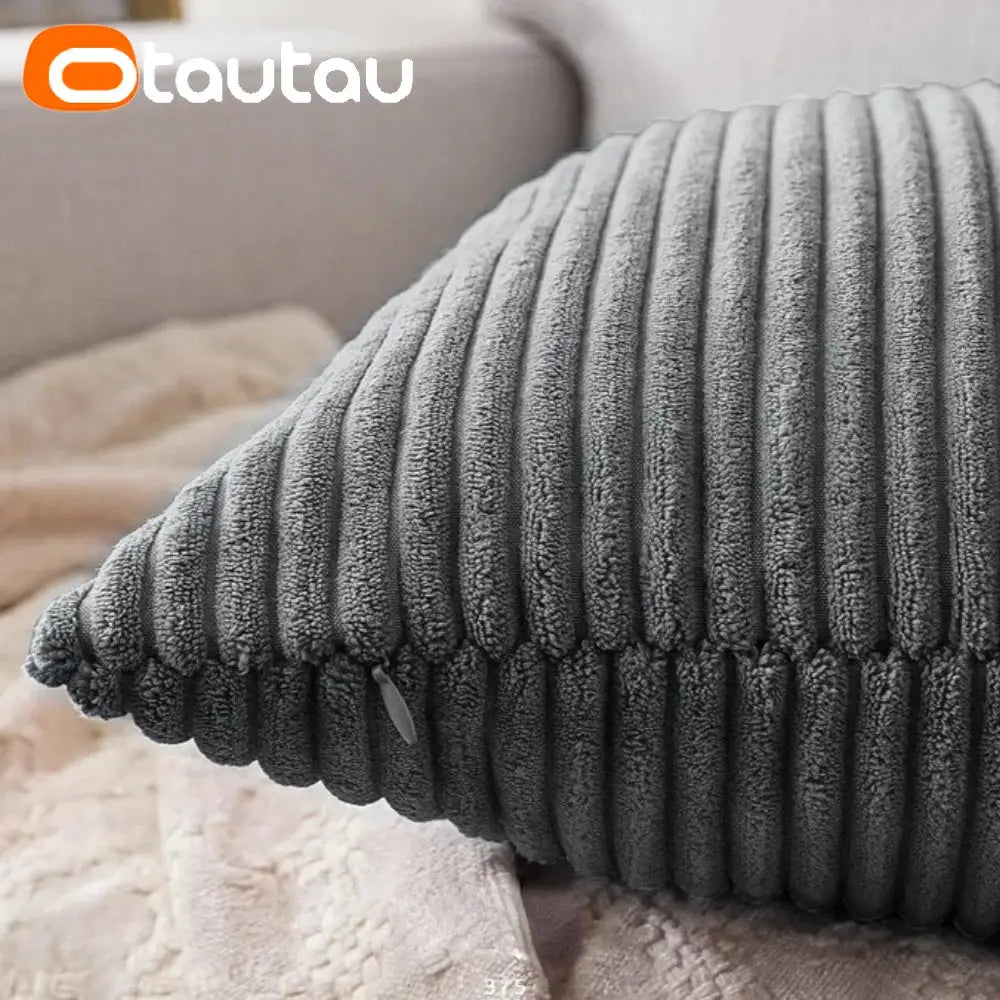 Cushion cover OTAUTAU gray cotton corduroy with zipper, without insert, available in multiple sizes, Simples Market.